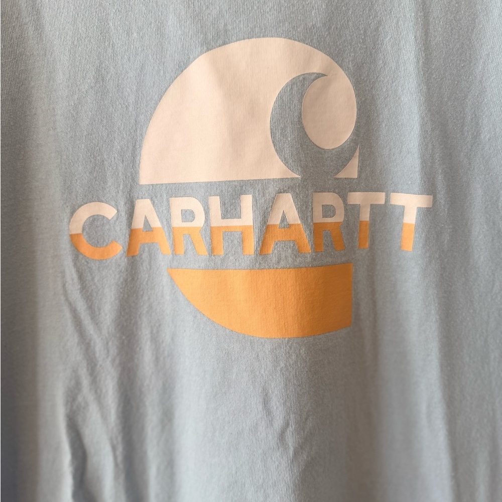 Carhartt women’s Sky Blue short sleeve shirt with Logo - Picture 2 of 5